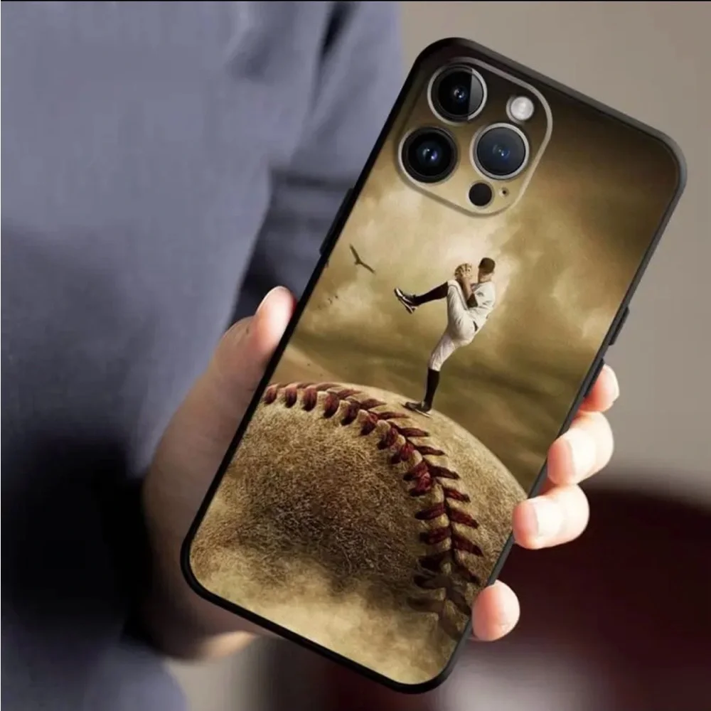Apple iPhone 15 Phone Case Baseball Ball Pitcher Black TPU Case Unisex